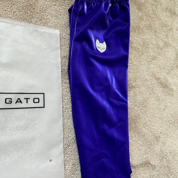 HIRO GATO Sharkskin PU Spandex M MEDIUM Leggings Purple BRAND NEW LIMITED L@@K! - Picture 2 of 13